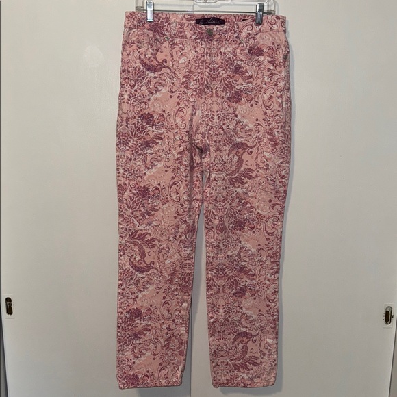 Gloria Vanderbilt Amanda Jeans Stretch Cotton Women’s 12 Pink Floral Paisley - Picture 1 of 11